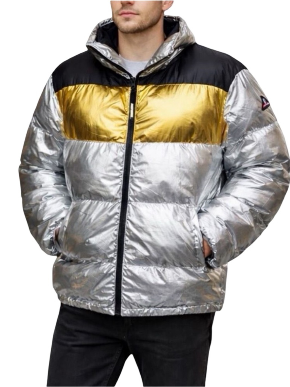 Reason Brand Men’s Eclipse Puffer Jacket - Size Medium - Silver
